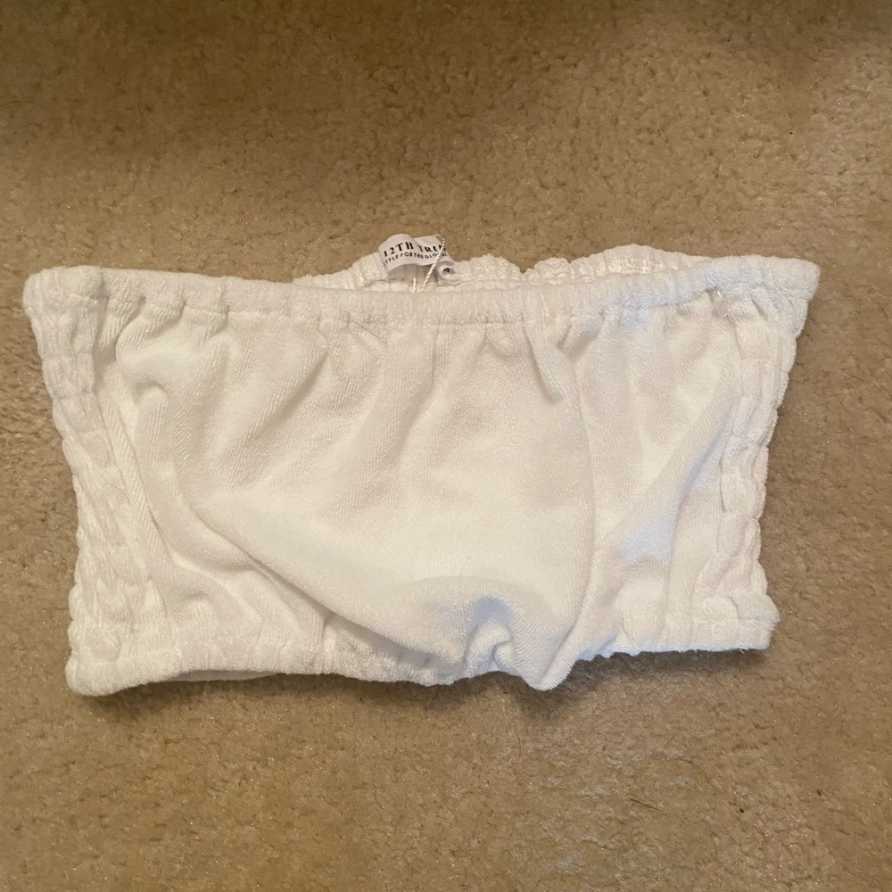 12th Tribe Terry tube top. White. Size XS.
